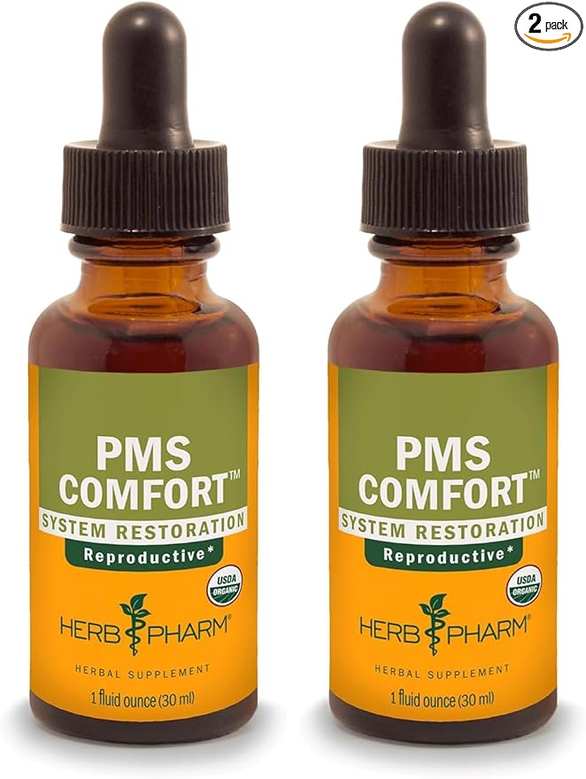 Herb Pharm PMS Comfort Liquid Herbal Formula for Support During Premenstrual Syndrome - 1 Ounce (Pack of 2)