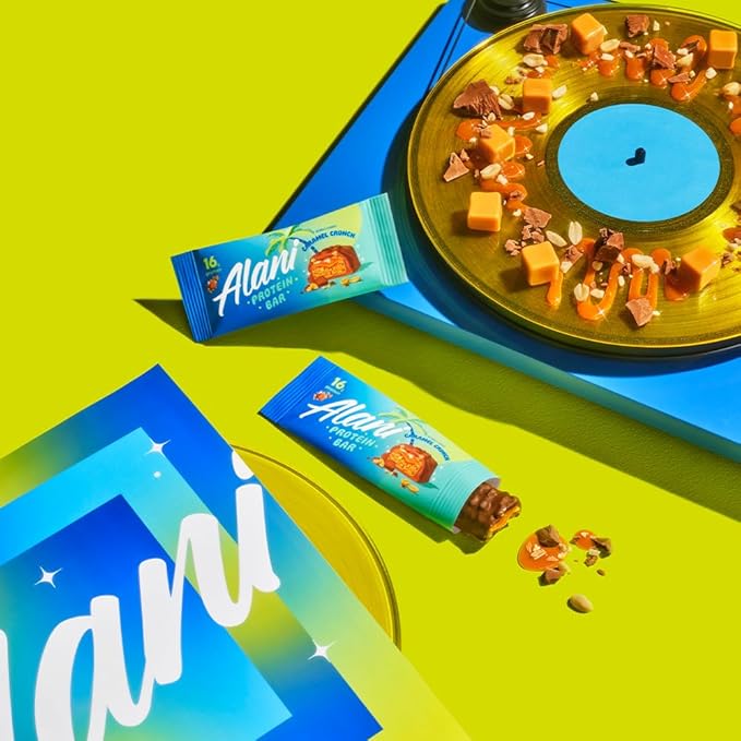 Alani Nu Protein Bars CARAMEL CRUNCH | High Protein Gluten-Free Bars | 16g Protein | Low-Sugar (7G) Low-Carb Healthy Snacks | 12 Individually Wrapped Bars