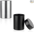 COMNICO 2pcs Portable Metal Pill Organizer, Round Daily Pill Box Holder Pocket Small Pill Case Medicine Organizer Vitamin Bottle Containers for Traveling Outdoor Fish Oils Supplements (Black+Silver)