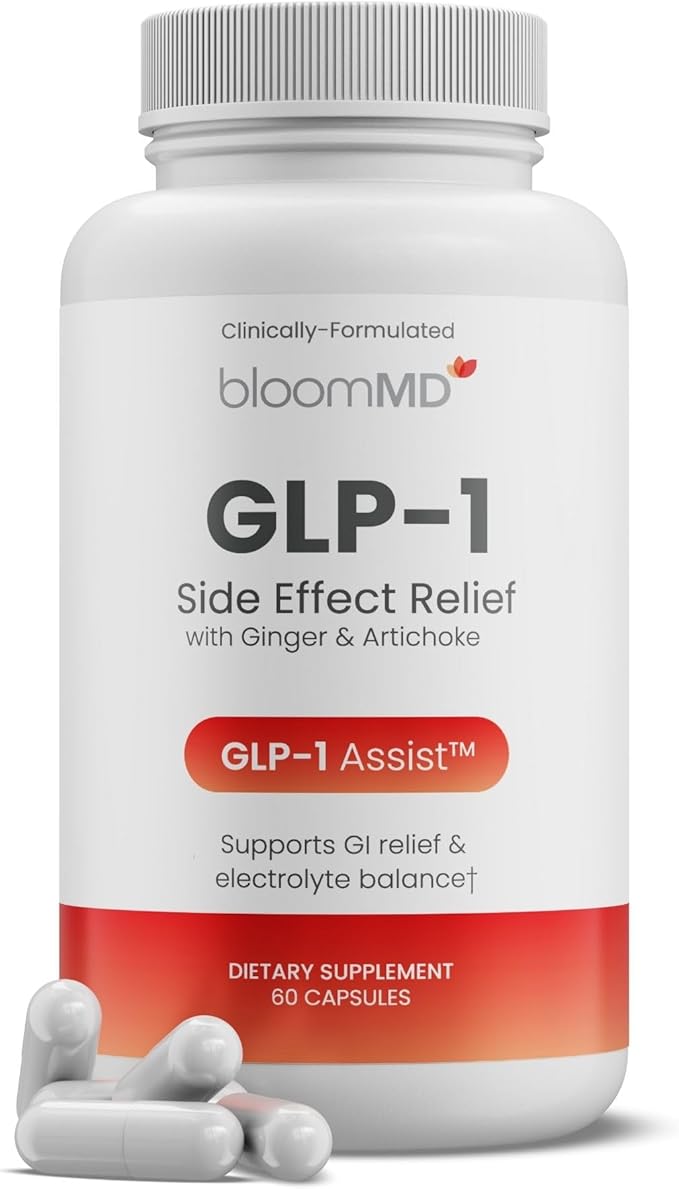 GLP-1 Side Effect Relief Supplement – Support for Nausea, Bloating & Fatigue – Natural Digestive Support with Ginger, Magnesium, B12 & Electrolytes – for GLP-1 Users – 60 Capsules