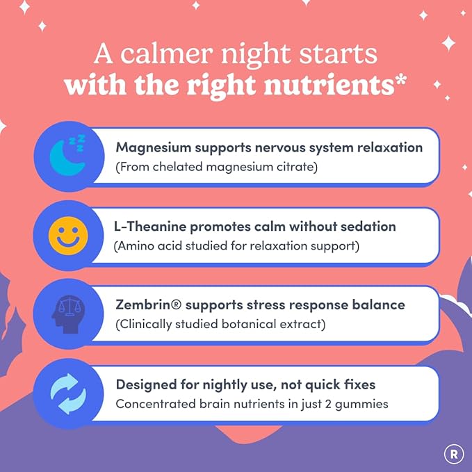 First Day Women’s Nighttime Reset Calming Magnesium Gummies – Sleep Aid Supports Peaceful Rest, Balanced Mood & Energy – Supplement with Magnesium Citrate, L-Theanine & No Melatonin – 60-Day Supply