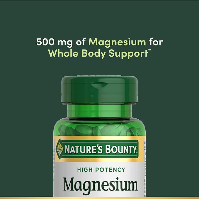 Nature's Bounty Magnesium, Mineral Supplement, Supports Bone and Muscle Health, 500 mg, Coated Tablets, 100 Count (Pack of 3)