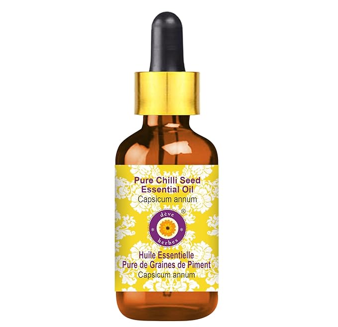 dève herbes Chilli Seed Essential Oil (Capsicum annum) with Glass Dropper | Pure | Non-Sticky | Non-Greasy | Lightweight | Men & Women | All Skin Types | Steam Distilled 50ml (1.69 oz)