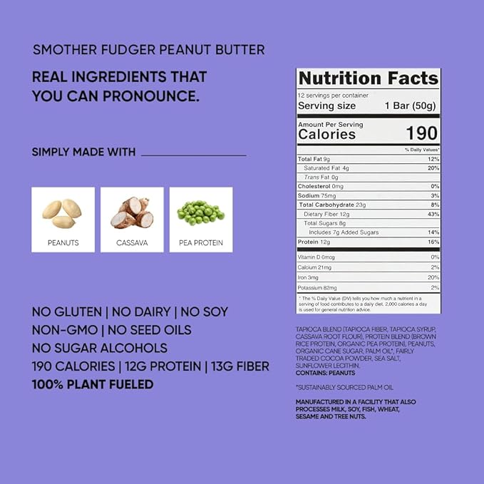TRUBAR Vegan Protein Bars, Chocolate Covered Cravings Variety Pack, Peanut Butter, Cookies & Cream, & Cookie Dough, Gluten Free, Plant Based, High Fiber, Dairy Free, On the Go Healthy Snacks, 12 Count
