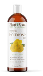 Plant Guru Evening Primrose Oil 16 fl. oz. Cold Pressed 100% Pure Natural Carrier - Skin, Face, Body and Hair Growth Moisturizer. Great For DYI Soap Making, Creams, and Lip balms.