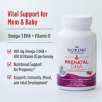 Nordic Naturals Prenatal DHA, Strawberry - 90 Soft Gels - 830 mg Omega-3 + 400 IU Vitamin D3 - Non-GMO - 45 Servings