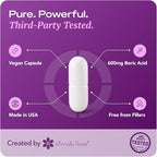 Intimate Rose Boric Acid Vaginal Suppositories, 30 Count for Feminine Deodorizing & Freshness - Vegan Capsules