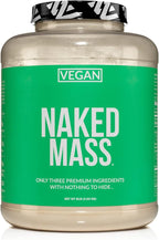 NAKED Vegan Mass - Natural Vegan Weight Gainer Protein Powder - 1,230 Calories, NSF Certified, Non-GMO, Soy & Gluten Free, No Artificial Ingredients - 8LB Bulk - 11 Servings