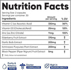 Immuneti Advanced Immune Support – Doctor Formulated 6-in-1 Daily Immunity Supplement – Made in USA – With Vitamin C, D3, Zinc, Elderberry, Garlic & Echinacea - Vital Nutrients & Antioxidants (5)