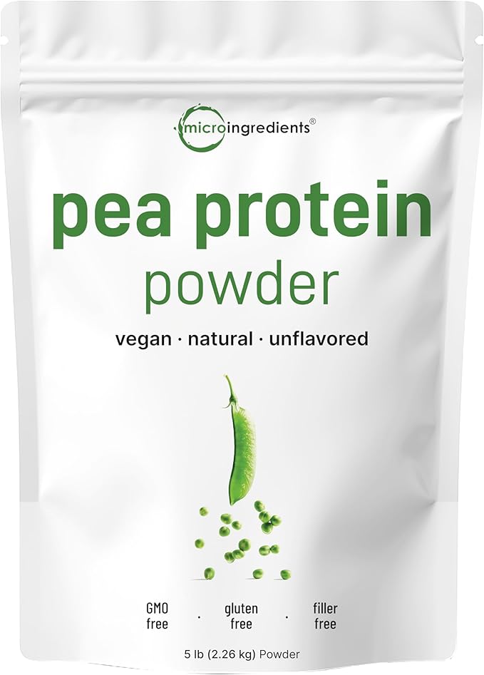 Micro Ingredients North American Grown, Pea Protein Powder, 5 Pounds | Plant Based, Unflavored | Complete Vegan Protein Source with BCAAs & EAAs – 27g Serving | Non-GMO, Keto Friendly