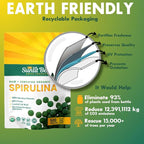 Sunlit Best Spirulina Tablets - Organic Spirulina Tablets USDA Premium 500 Count - Natural Spirulinas Organic Burst for Immune Support Muscle Growth, Energy Boost w/Chlorophyll - High Protein, Non GMO