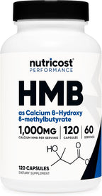 Nutricost HMB (Beta-Hydroxy Beta-Methylbutyrate) 1000mg (120 Capsules) - 500mg Per Capsule, 60 Servings - Gluten Free and Non-GMO