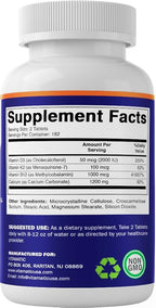 Vitamatic Calcium Supplement 1200mg with D3, K2 & B12, Immune & Bone Health Support - 365 Coated Tablets