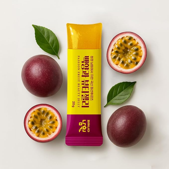 [14 Sticks] Passion Fruit Beauty Jelly, Plant-Based Collagen Jelly Sticks, Daily Beauty Supplement, Low Calories Jelly Stick for Wellness Lifestyle, Diet Snack, Korean Jelly Stick