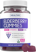 Vegan Sambucus Elderberry Gummies for Adults - Black Elderberry Vitamin C and Zinc Gummies for Daily and Seasonal Wellness - Delicious and Nutritious Immune Support Gummy (1 Month Supply)
