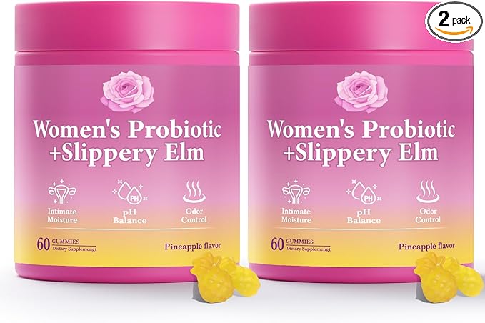 Her Juicy Feminine Probiotics Gummies with Slippery Elm Supports pH Balance Gut Health & Immune System Promote Vaginal Health for Women 120 Pineapple Gummies