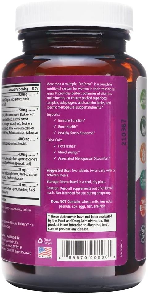 Pure Essence Labs ProFema - Multivitamin for Women - Natural Menopause Relief Supplement - Promotes Hormone Balance, Reduces Hot Flashes, Mood Swings, Night Sweats (120 Capsules)