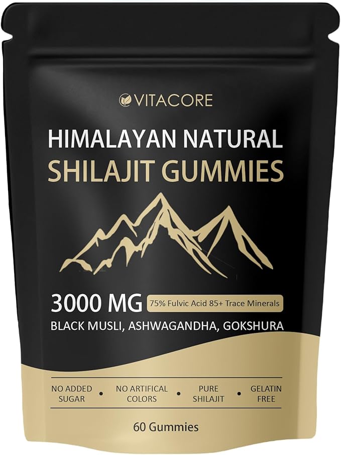 VitacoreHimalayan Shilajit Gummies, Vitadrive Himalayan Natural Shilajit Gummies - Fulvic Acid & Trace Mineral Supplement for Energy & Vitality Support Dietary Supplement - 60 Gummies