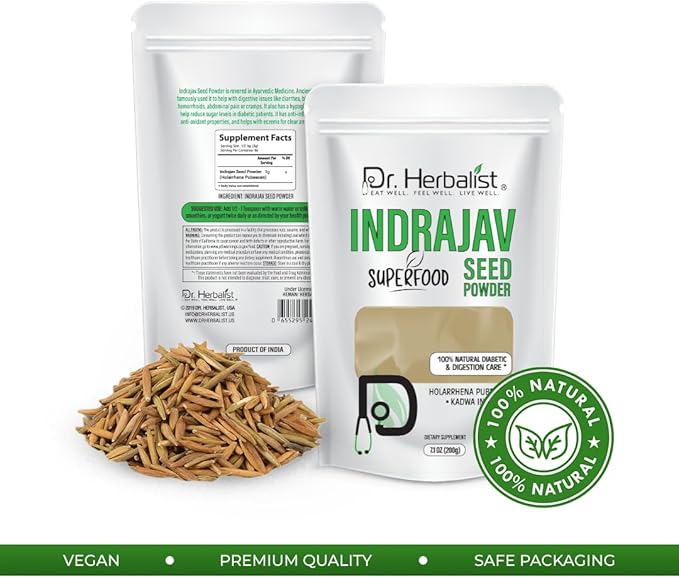 Dr. HERBALIST Indrajav Seed Powder 200g (Holarrhena pubescens) | Natural & Pure | Dietary Supplement, Skincare & Aromatherapy | No Additives or Preservatives | Premium Quality Herbal Powder