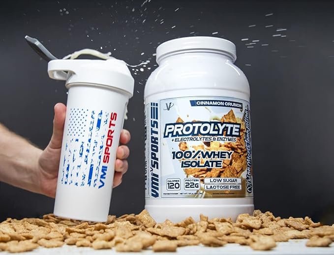 VMI Sports | ProtoLyte Whey Isolate Protein Powder | Low Calorie Whey for Weight Loss and Muscle Gain | Digestive Enzymes | Non-GMO (1.6 lb, Cinnamon Crunch)