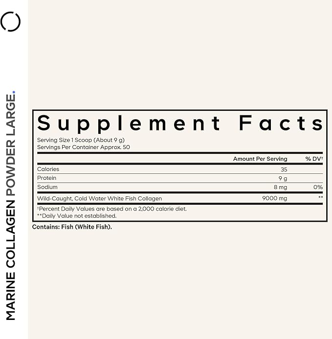 Codeage Marine Collagen Powder - Wild-Caught Hydrolyzed Fish Collagen Peptides - Type 1 & 3 Collagen Protein Supplement - Amino Acids for Skin, Hair, Nails - Paleo Friendly, Non-GMO, 15.87 Ounces