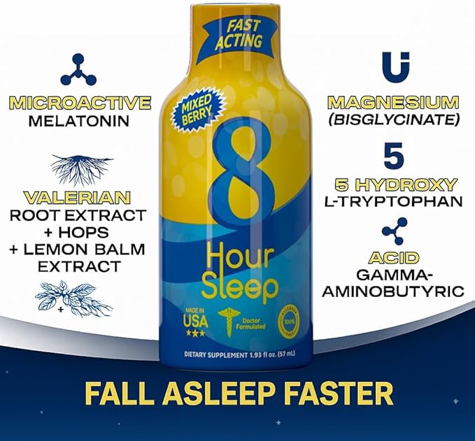 Vitamin Energy 8 Hour Sleep Shot Mixed Berry 48 Pack, Melatonin, 5-HTP, GABA, Valerian, Lavender, Nighttime Relaxation & Sleep Support Supplement, Zero Sugar, Vegan, Gluten-Free, Kosher, 1.93 fl oz