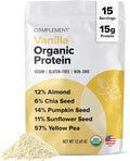 Complement Vegan Vanilla Protein Powder - Organic Protein Low Carb, Low Calorie, Sugar Free, Soy Free, Non-GMO, Gluten Free, Non Dairy - 15g Yellow Pea, Pumpkin Seed Protein Powder (15 Serving)