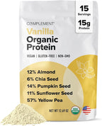 Complement Vegan Vanilla Protein Powder - Organic Protein Low Carb, Low Calorie, Sugar Free, Soy Free, Non-GMO, Gluten Free, Non Dairy - 15g Yellow Pea, Pumpkin Seed Protein Powder (15 Serving)