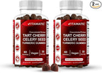 Vitamatic Tart Cherry (360 mg) with Celery Seed (30 mg) 10:1 Extract & Turmeric 20:1 Extract (10 mg) - (Per Serving/2 Gummies) - 60 Gummies (Pack of 2)