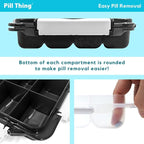 20 Compartment Large Pill Case with Airtight Seal - Silicone Gasket Waterproof Med Box with Medication Map, Medical Alert Card (Black, 1 Pack)