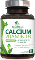 Calcium Supplement with Vitamin D3-1200 mg Calcium per Serving with D3 for Best Absorption - Supports Immune Health, Bones & Teeth - Nature's Calcium is Bottled in USA for Women & Men - 240 Tablets