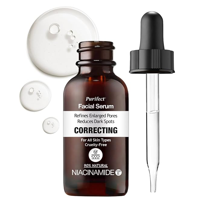 Purifect Correcting Niacinamide Facial Serum for Skin - Dark Spot Corrector, Minimizes Pores, Vitamin E & Hyaluronate to Hydrate, Smooths Fine Lines, Supports Radiant Complexion, Made in USA - 1 fl oz
