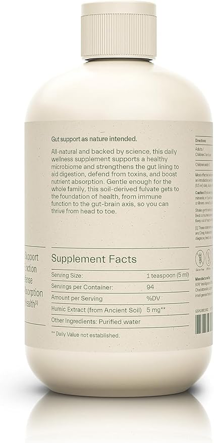 ION* Intelligence of Nature Gut Support Liquid Supplement - Gut & Digestive Health Liquid Drops, Cleanse & Detox with Humic Extract for Women & Men, Adults & Kids 4+ - 16 fl oz (Pack of 1)