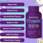 Ultra Strength Bio-Available Prenatal Vitamins for Women, Naturally Occurring Methylated Folate Folic Acid, DHA Omega 3. Supports Brain Development, Healthy Fetal Development