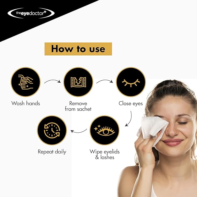 The Eye Doctor Biodegradable Eyelid Wipes - 20 x Single Use Eye Cleaning Wipes for Daily Lid Care - Individual Preservative Free Sensitive Eye Cleaner - Soothes Cleans and Refreshes