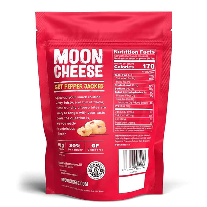 Moon Cheese Bites, Get Pepper Jacked, 2-Ounce 3-Pack, 100% Real Cheese Snack, Protein, Keto, After-School or Lunch Snack