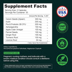 Bloating & Gas Relief Probiotic for Women & Men | 9-in-1 Gut & Digestive Support with Probiotics, Prebiotic Inulin, Turmeric, Ginger & Fennel | Daily Plant-Based Capsules, 60 Count