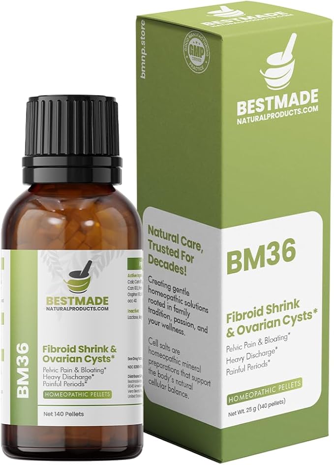 Bestmade Fibroid Shrink & Ovarian Cysts, BM36 - Helps Shrink Fibroids and Ovarian Cysts, Balance Estrogen Levels and Prevent Regrowth, Support for Menstrual Pain and Painful Intercourse, 350 Pellets