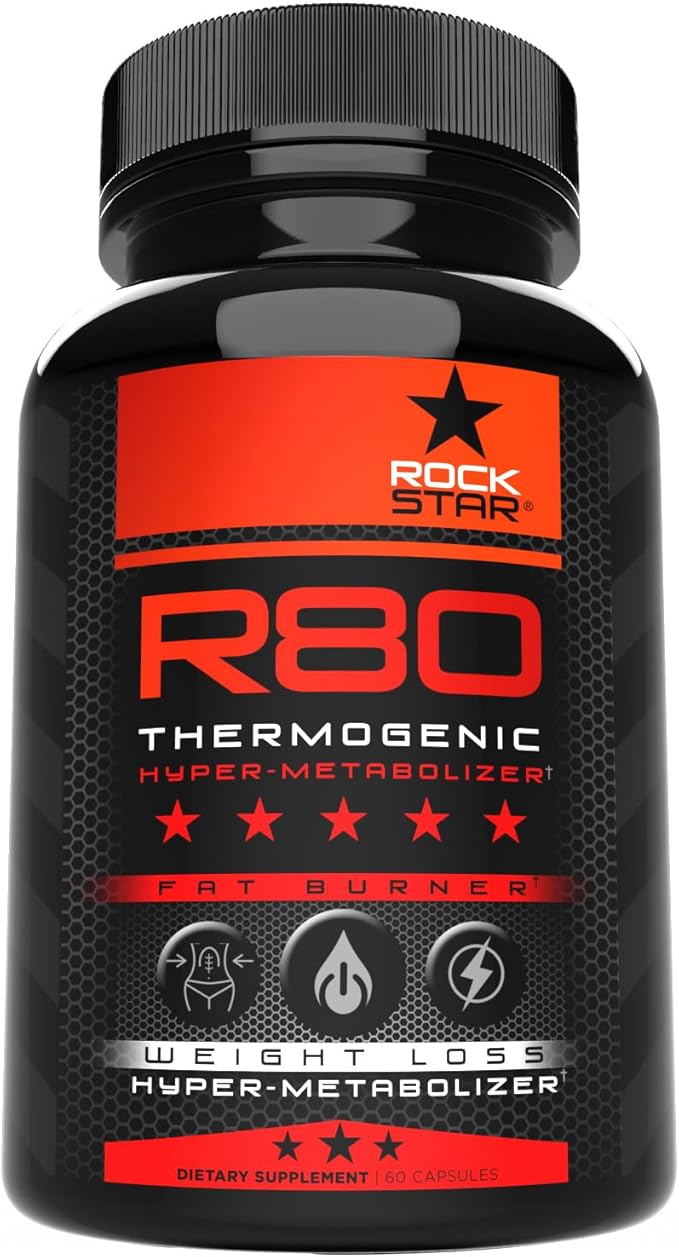 Rockstar R80 Extreme Thermogenic Hyper-Metabolizer Fat Burner for Men & Women – GLP-1 Support, Appetite Suppressant, Thermogenic Weight Loss Pills | Metabolism Booster