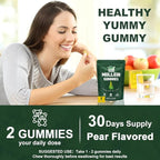Mullein Gummies for Lung Detox 1000mg Mullein Leaf Herb Extract for Respiratory & Digestive & Immune Support, Vegan, Pear Flavor 60/120 (1)