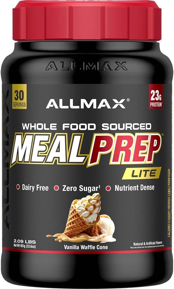 ALLMAX Nutrition MealPrep Lite Whole-Food Protein Powder, Dairy-Free, Keto-Friendly, 23g Protein, 30 Servings (Vanilla Waffle Cone)