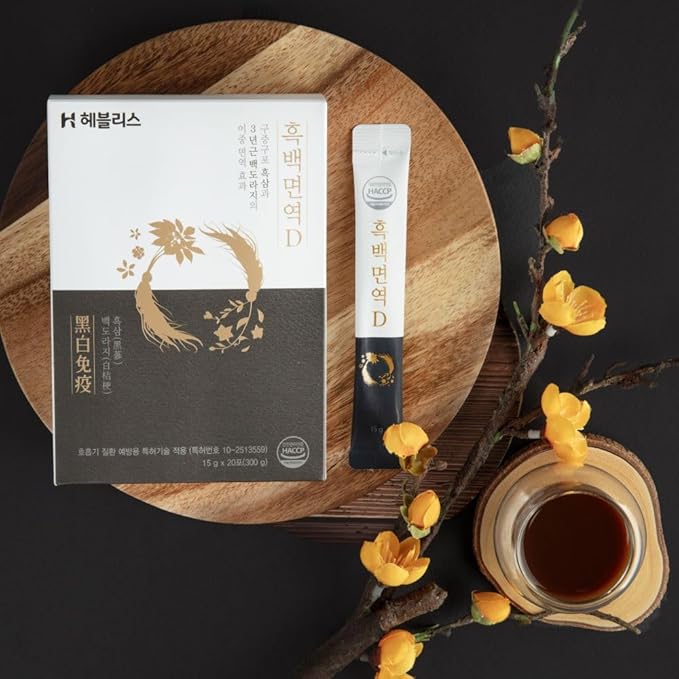[Black & White D] Korean Black Ginseng and White Platycodon, Asian Panax Ginseng Extract, Energy Booster, Ginseng Honey Sticks, White Bellflower
