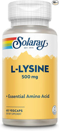 SOLARAY L Lysine 500 mg Capsules - Free-Form Essential Amino Acids Supplement - Powerful Wellness Support with L-Lysine Amino Acid - Lab Verified, 60-Day Guarantee, 60 Servings, 60 VegCaps