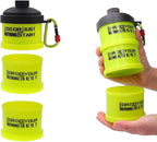 Protein Powder Stackable Container To Go,with Top Cap Funnel for Water Bottle,Twist Lock Portable Supplement Organize Storage Dispenser for Pre/Post Workout,Fitness,Travel,Gym