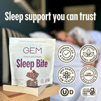 GEM Sleep Aid, Nighttime Bite, 7 Pack, Melatonin Free, L-Theanine, Magnesium, Valerian Root Extract | Vegan and Gluten Free | Earthy Chocolate Cherry, Trial Size