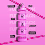 FuelStack Portable Protein Powder Container – Stackable Supplement Storage with Pill Organizer for Gym & Travel (Pink)
