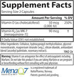 Carlson - Vitamin D3 + K2, 50 mcg (2000 IU) Vitamin D3 & 90 mcg Vitamin K2 as MK7, Bone Support, Calcium Absorption, 120 Capsules