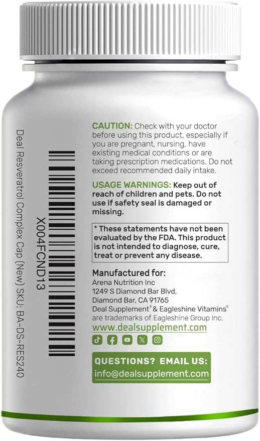 Resveratrol Complex 2,000mg, 240 Veggie Capsules – Extra Strength Trans-Resveratrol with NAD, Quercetin, Curcumin, Grape Seed & More – Healthy Aging Antioxidant for Energy & Brain Support