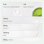 FKRO Matcha Collagen Powder w Biotin, Hyaluronic Acid & Vitamin C - Healthy Hair, Skin & Nails - Natural Type I & III Hydrolyzed Collagen Powder, Unsweetened Matcha Latte - 22 Servings, 7.9oz