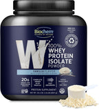 Biochem Whey Protein Isolate Powder - Vanilla Flavor, 20 Grams per Serving, Sourced from Grass Fed Cows, Non-GMO, Vegetarian, - Supports Muscle Mass & Performance